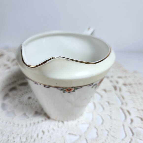 Embassy Maddock Cream and Sugar Set Art Deco circa 1930s Glazed, Gold Lustre - Picture 7 of 11